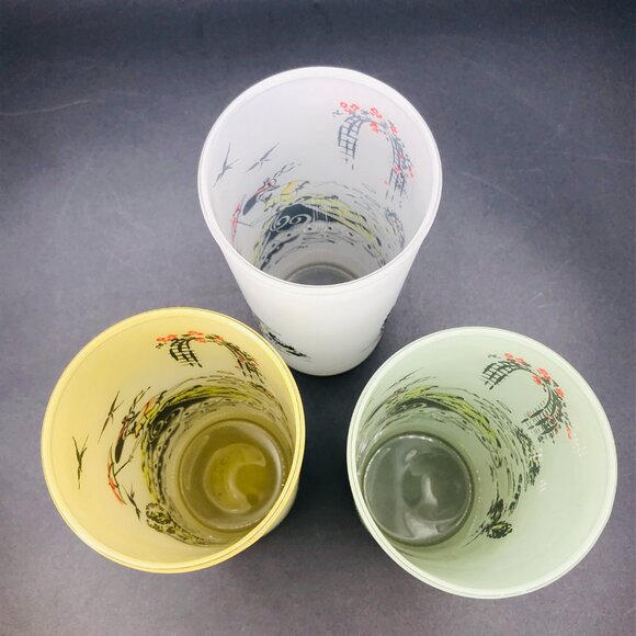 60s Southern Belle Tom Collins Cocktail Glass Set of 3 Frosted Highball Tumblers - Picture 4 of 13